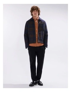 Victor Reversible Check Jacket in Blue/Khaki