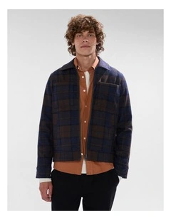 Victor Reversible Check Jacket in Blue/Khaki