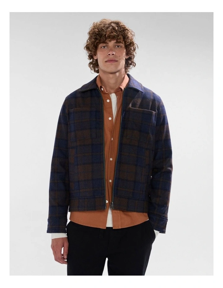 Victor Reversible Check Jacket in Blue/Khaki image 1