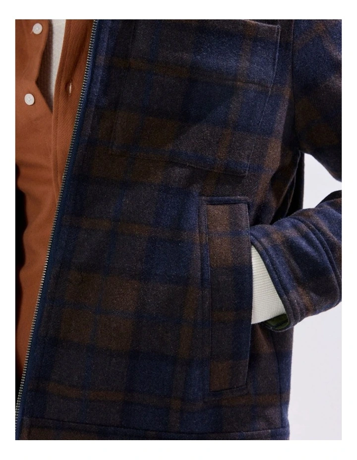Victor Reversible Check Jacket in Blue/Khaki image 3