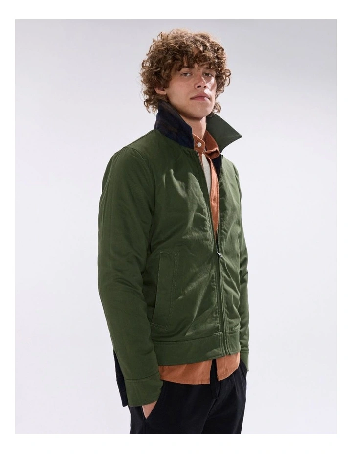 Victor Reversible Check Jacket in Blue/Khaki image 4