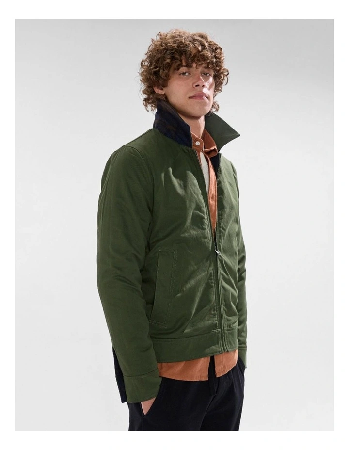 Victor Reversible Check Jacket in Blue/Khaki image 5