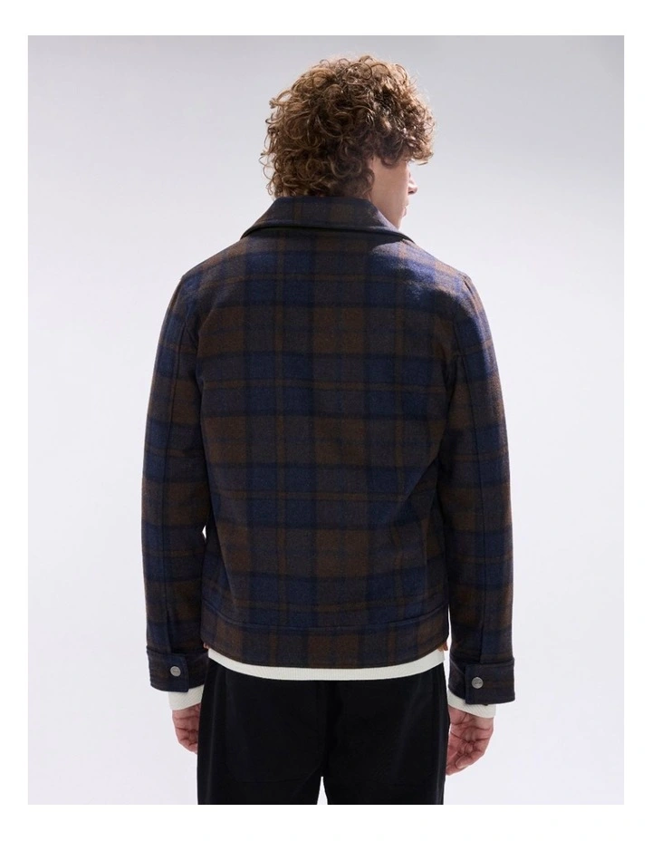 Victor Reversible Check Jacket in Blue/Khaki image 5