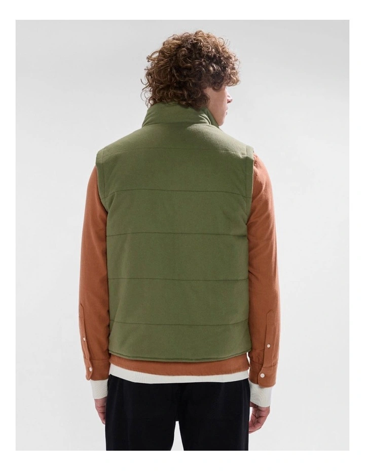 Rufus Brushed Cotton Vest in Olive Green image 3