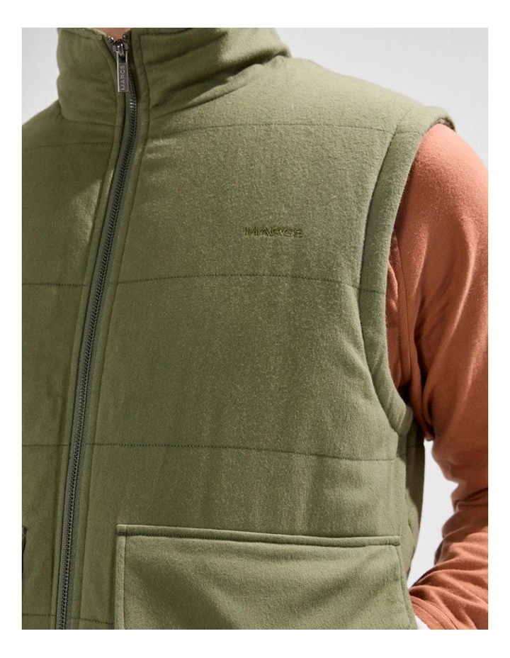 Rufus Brushed Cotton Vest in Olive Green image 4