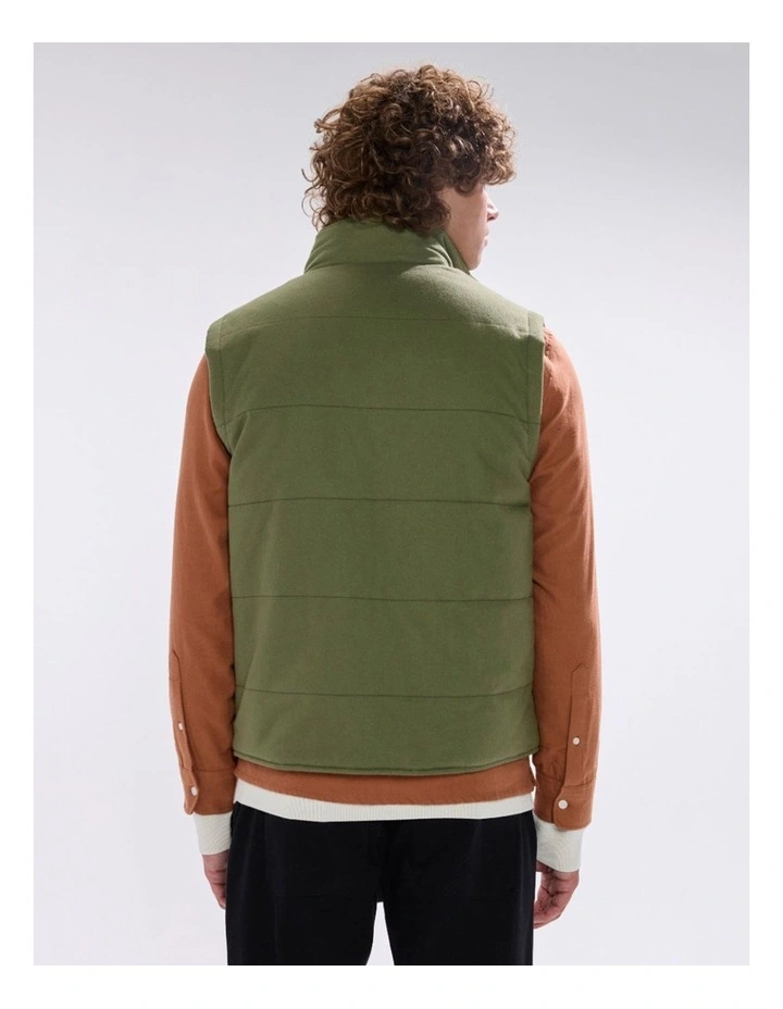 Rufus Brushed Cotton Vest in Olive Green image 4
