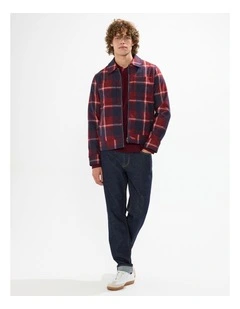 Victor Reversible Check Jacket in Fig/Navy