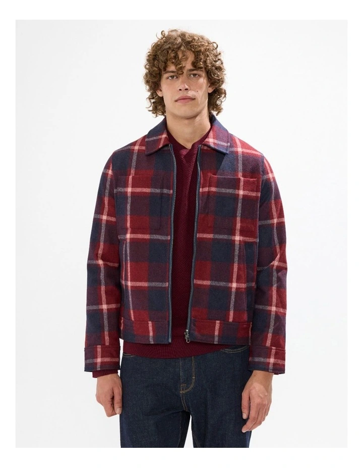 Victor Reversible Check Jacket in Fig/Navy image 2