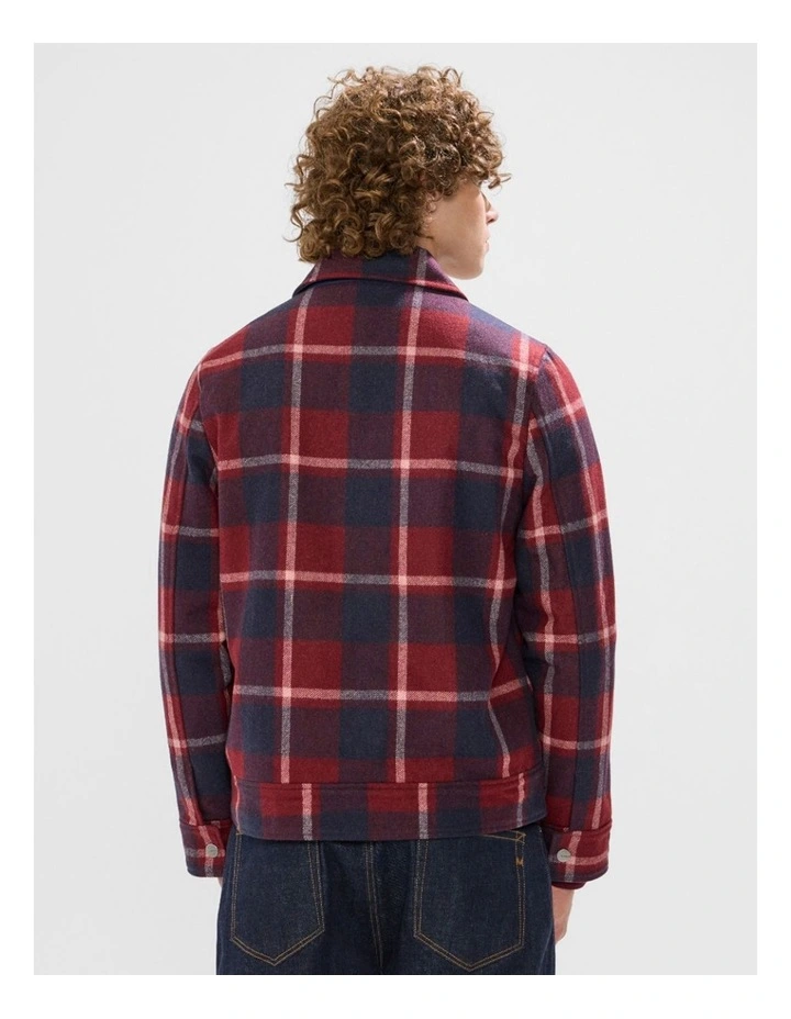 Victor Reversible Check Jacket in Fig/Navy image 4