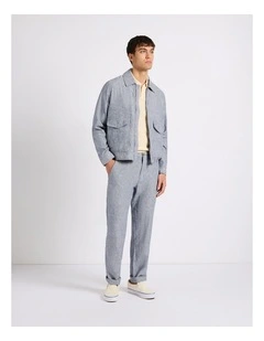 Tobias Linen Jacket in Navy Stripe