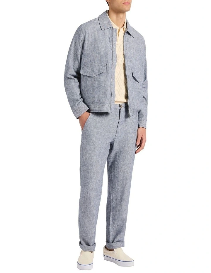 Tobias Linen Jacket in Navy Stripe image 1