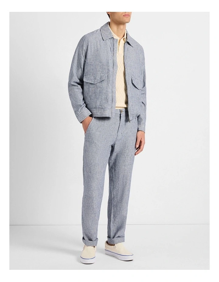 Tobias Linen Jacket in Navy Stripe image 2