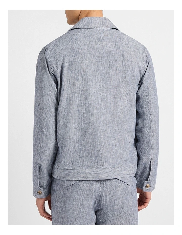 Tobias Linen Jacket in Navy Stripe image 3