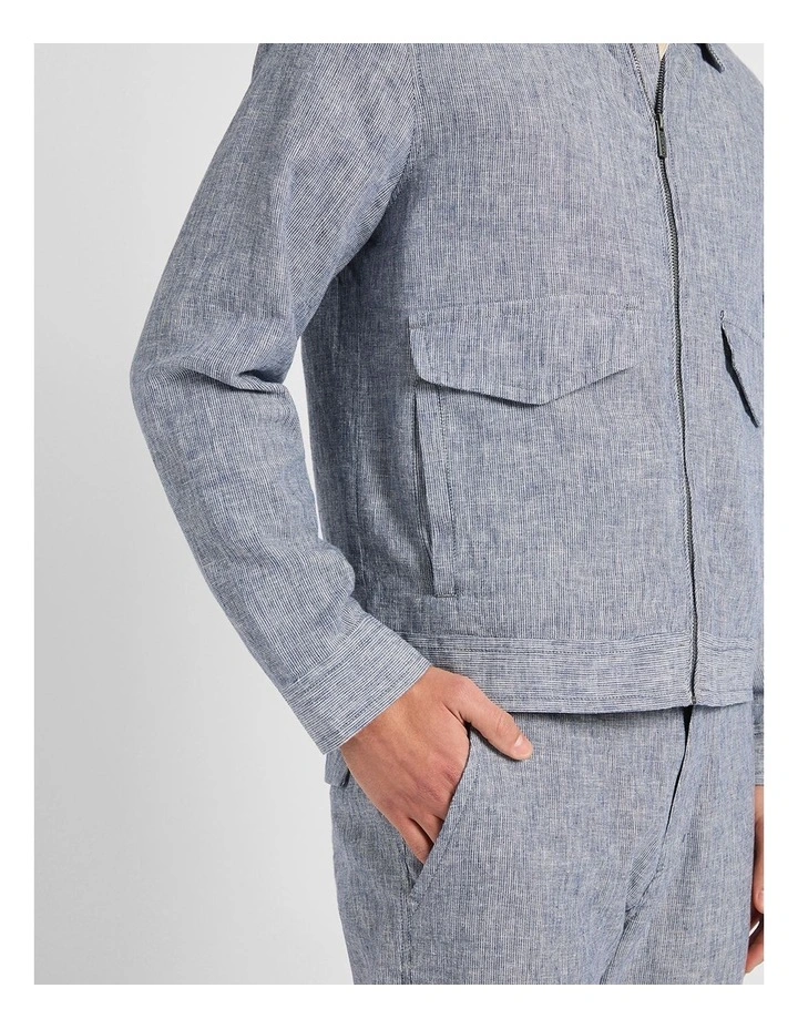 Tobias Linen Jacket in Navy Stripe image 4