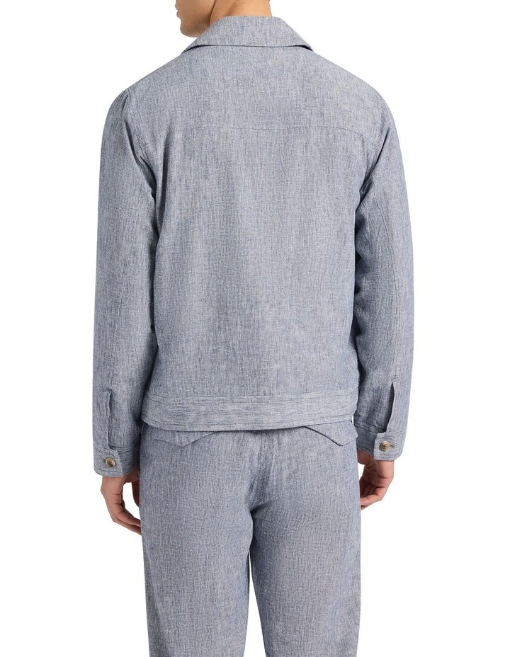 Tobias Linen Jacket in Navy Stripe image 4