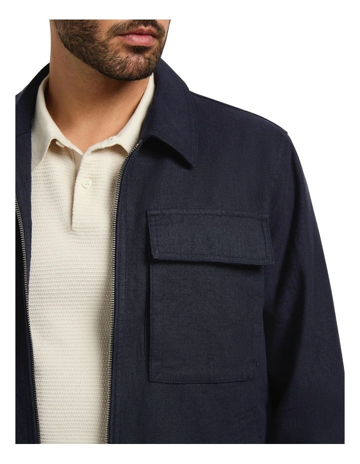 Liam Linen Blend Jacket in Navy image 3