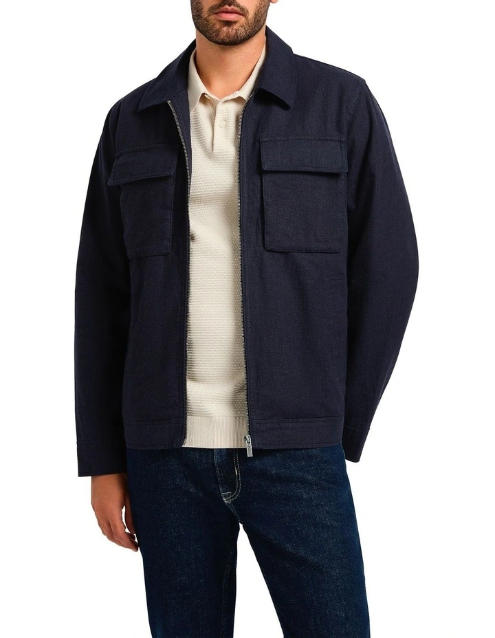 Liam Linen Blend Jacket in Navy image 4