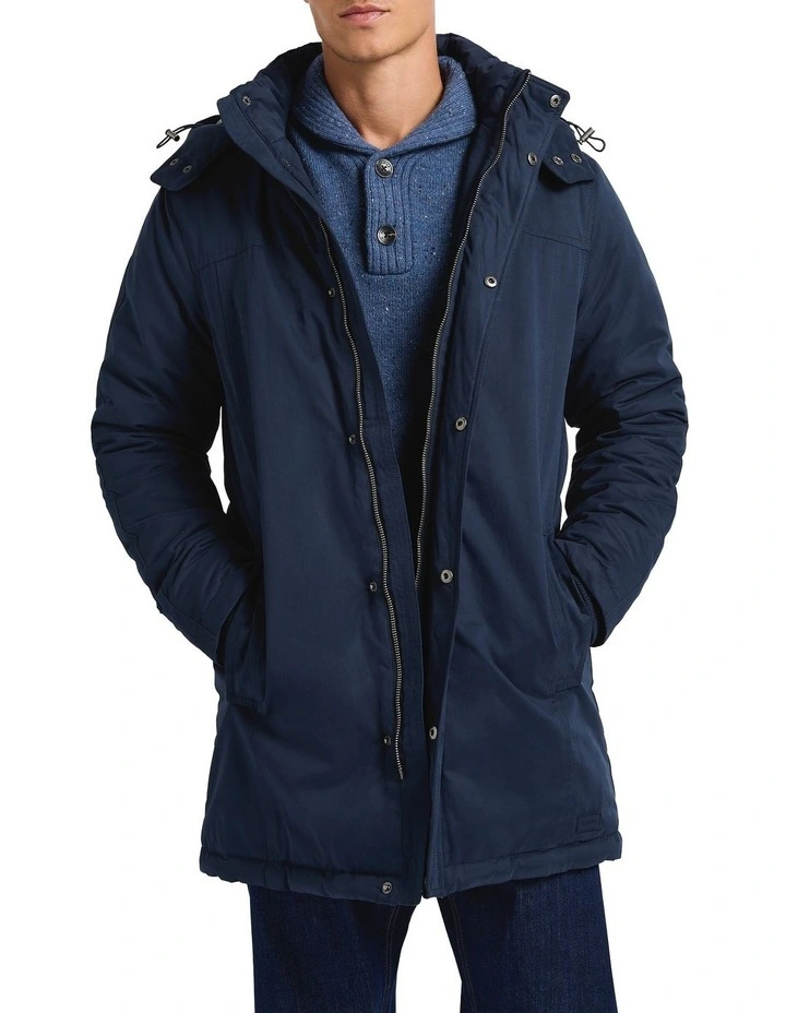 Hunter Longline Padded Parka in Navy image 1