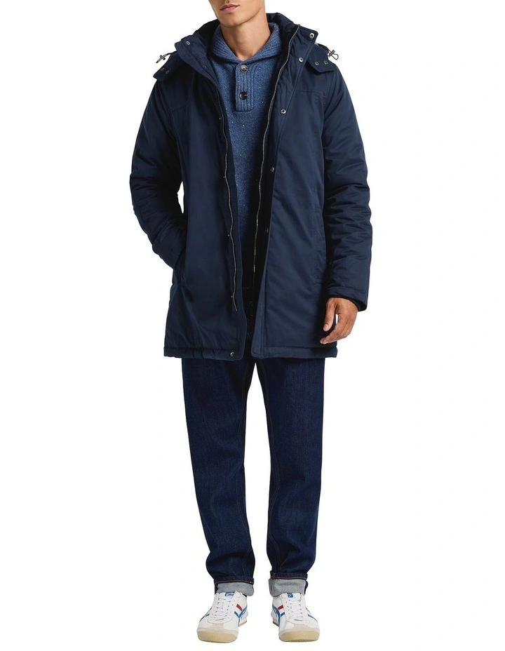 Hunter Longline Padded Parka in Navy image 3