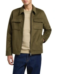 Axel Wool Blend Jacket in Dark Olive