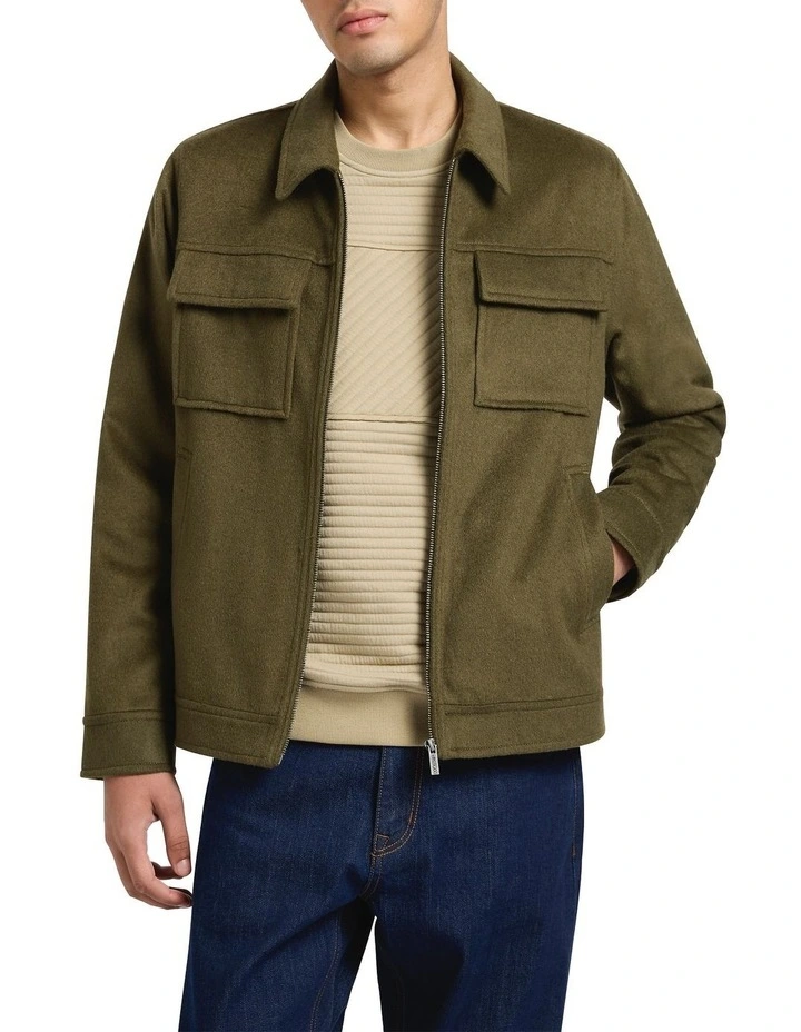 Axel Wool Blend Jacket in Dark Olive image 1
