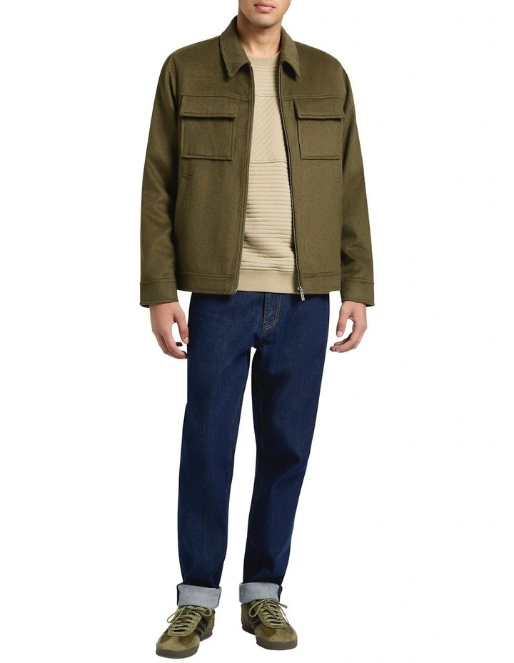 Axel Wool Blend Jacket in Dark Olive image 4