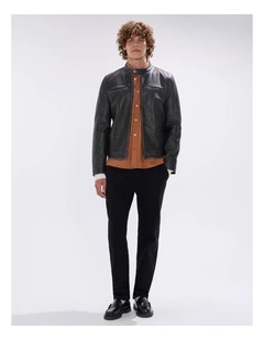 Oaks Leather Biker Jacket in Black
