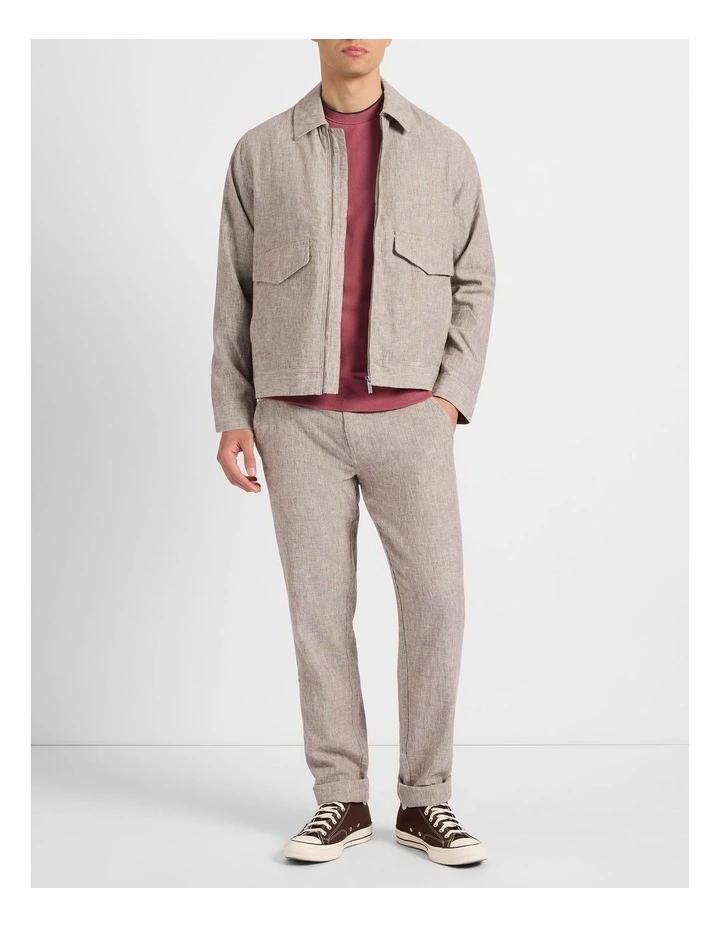 Tobias Linen Jacket in Brown Stripe image 2