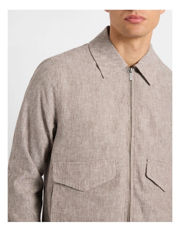 Tobias Linen Jacket in Brown Stripe image 4