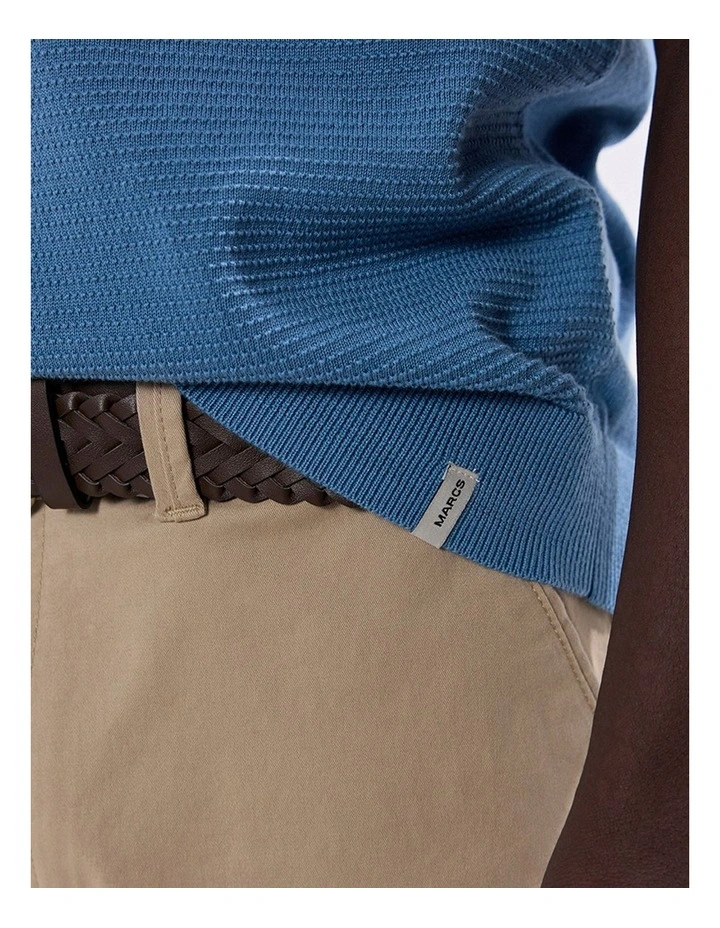 Noah Textured Knit Polo in Mid Blue image 4