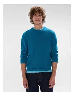 Gordon Textured Merino Knit in Dark Teal