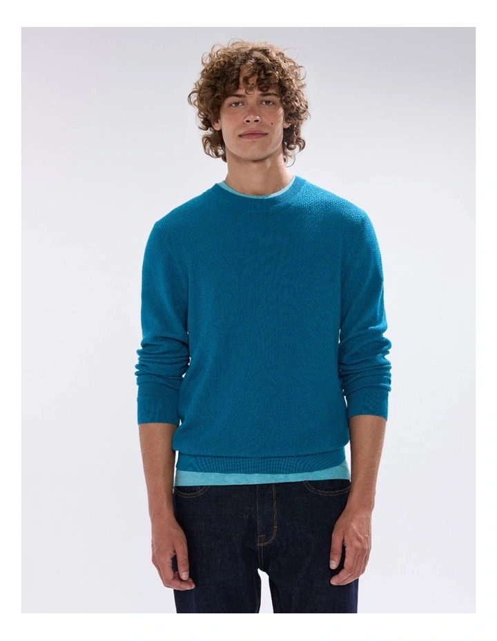 Gordon Textured Merino Knit in Dark Teal image 2