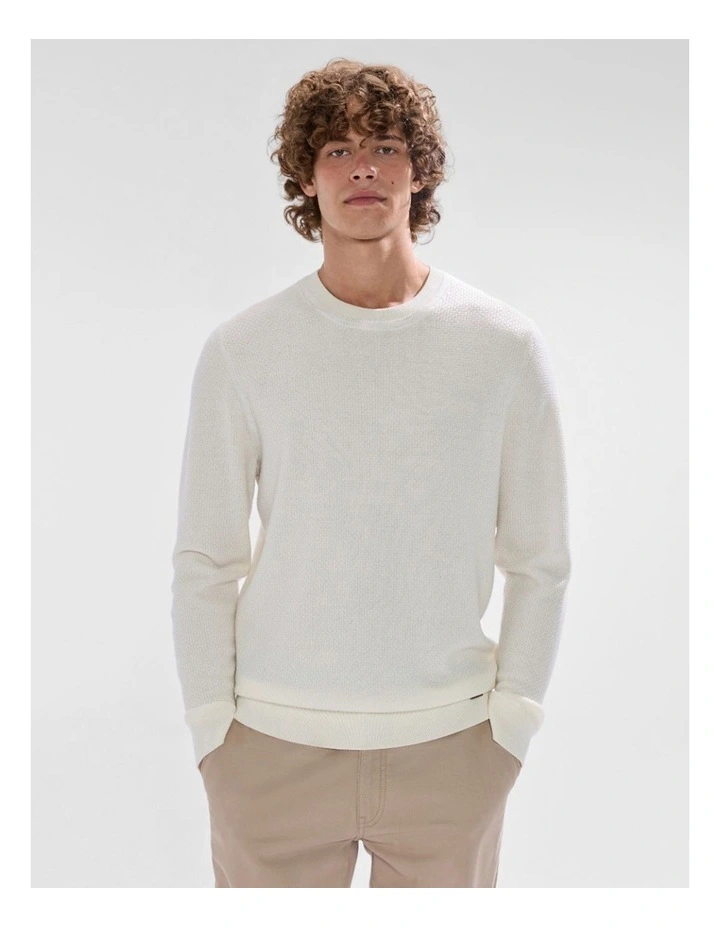 Gordon Textured Merino Knit in Ivory image 1