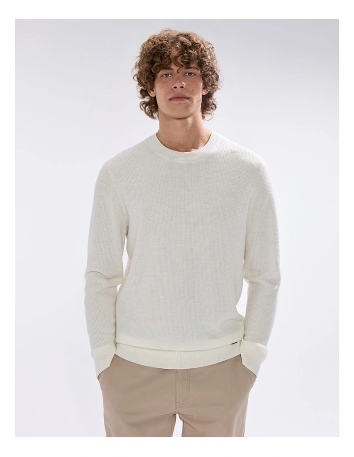 Gordon Textured Merino Knit in Ivory image 2
