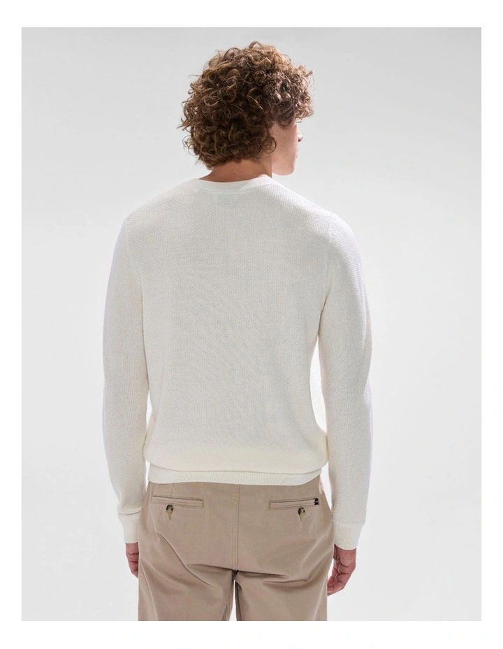 Gordon Textured Merino Knit in Ivory image 3