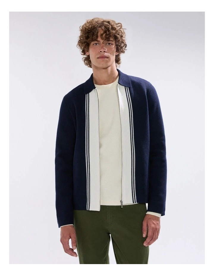 Nagano Knit Jacket in Navy image 2
