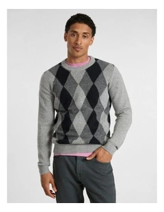 Matt Argyle Knit in Grey Multi