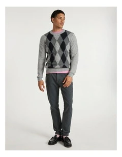 Matt Argyle Knit in Grey Multi