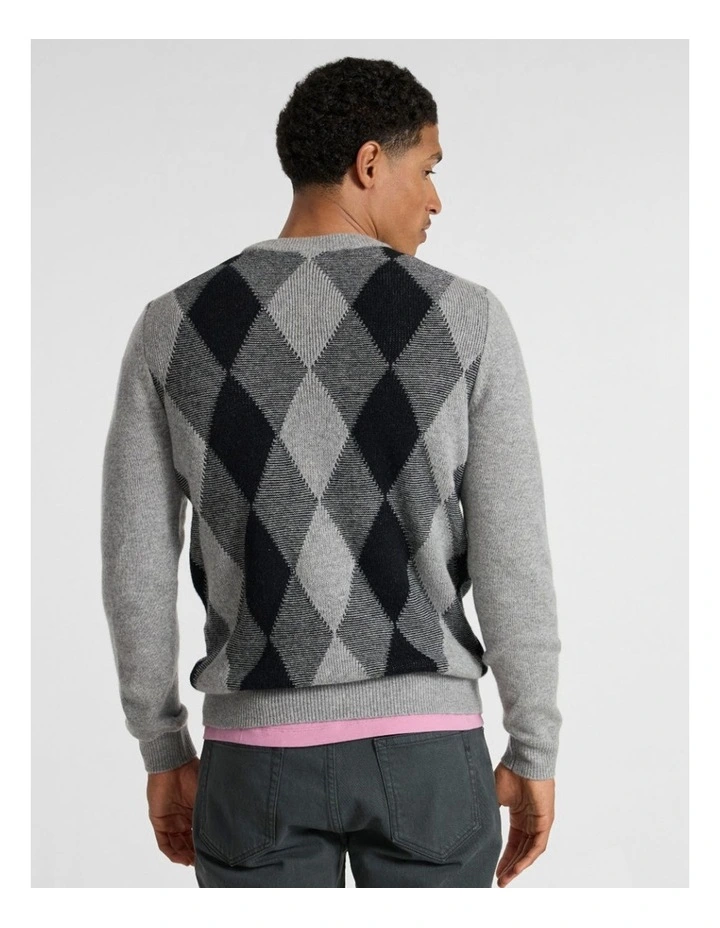 Matt Argyle Knit in Grey Multi image 3