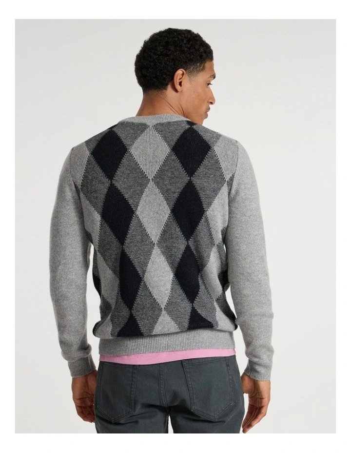 Matt Argyle Knit in Grey Multi image 4