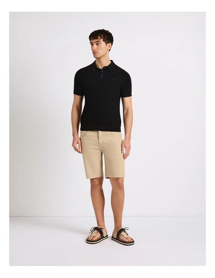 Lucas Cotton Knit Polo in Black image 4
