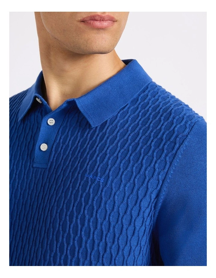 Lucas Cotton Knit Polo in Cobalt Blue image 2