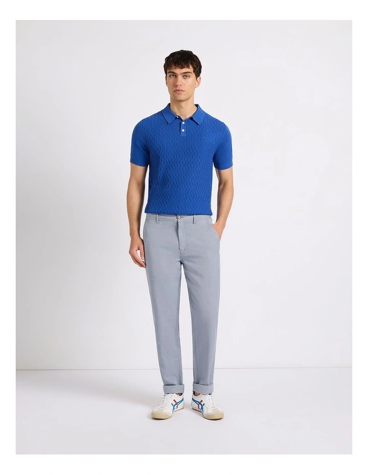 Lucas Cotton Knit Polo in Cobalt Blue image 4