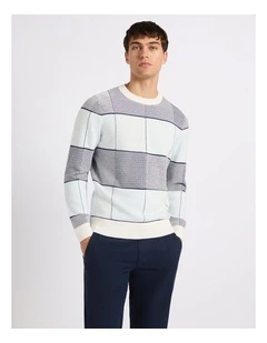 Collins Cotton Check Knit in Blue Multi