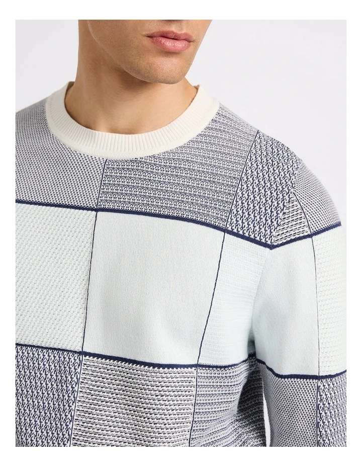 Collins Cotton Check Knit in Blue Multi image 2
