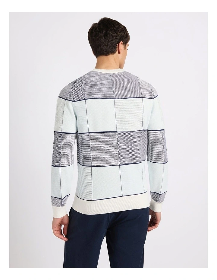 Collins Cotton Check Knit in Blue Multi image 3