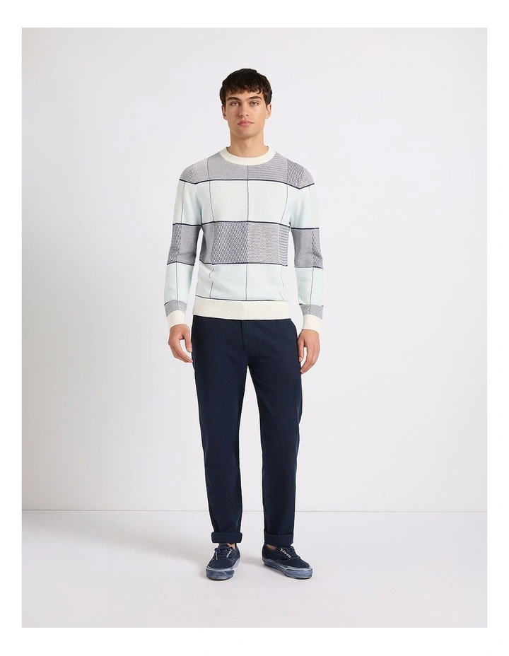Collins Cotton Check Knit in Blue Multi image 4