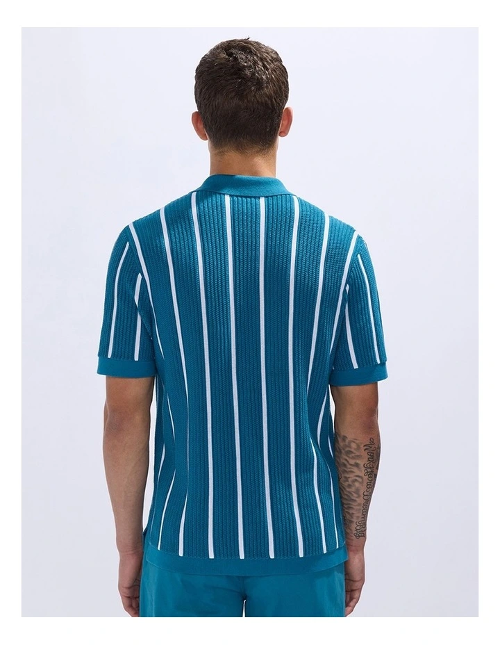 Jordi Stripe Knit Shirt in Dark Teal image 3