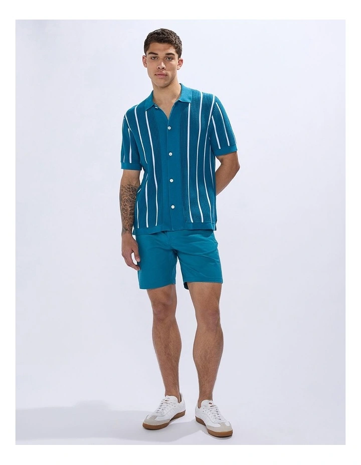 Jordi Stripe Knit Shirt in Dark Teal image 4