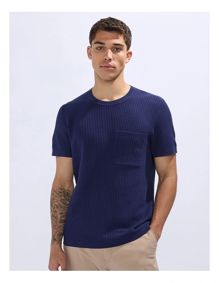 Peralta Knit Tee in Navy image 2